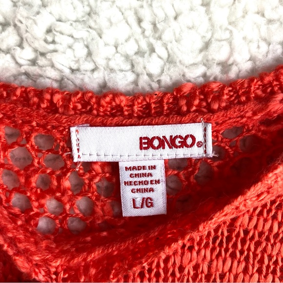 Bongo Juniors orange coral sleeveless cropped sweater tank with tassels, Sz L - Picture 8 of 16